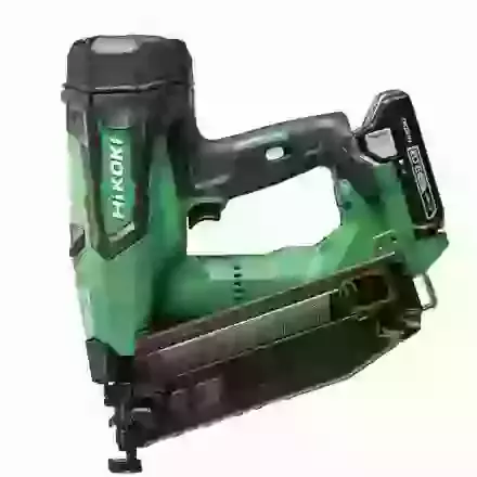 HIKOKI NT1865DMB 18V Brushless 16GA Angled Finish Nailer complete with 2 x BSL1820M Batteries and 1 x UC18YFSL Charger